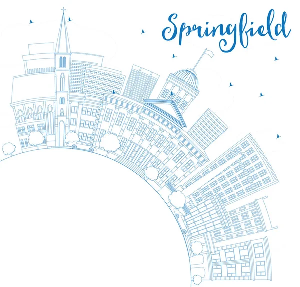 Спрингфилд Скайлайн с синими зданиями и пространством для копирования . — стоковый вектор