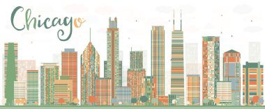 Soyut Chicago manzarası renkli binalar.