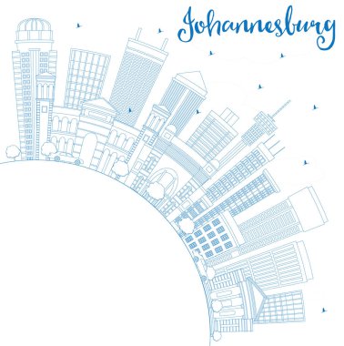Anahat Johannesburg manzarası ile mavi binalar ve kopya alanı.