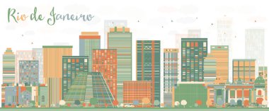 Renk binaları ile soyut Rio de Janeiro manzarası.