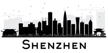 Shenzhen City skyline black and white silhouette. clipart