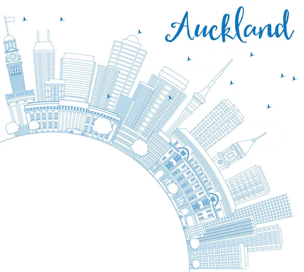 Esboço Auckland Skyline com edifícios azuis e espaço de cópia . —  Vetores de Stock