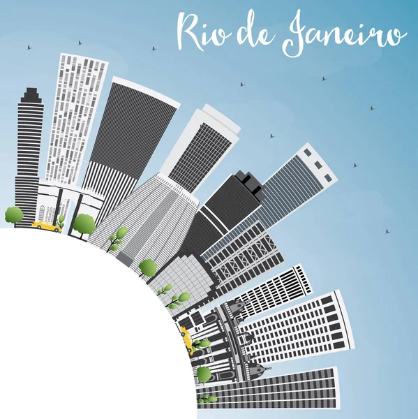 Rio de Janeiro Skyline com Edifícios Cinza, Céu Azul e Copiar Sp — Vetor de Stock