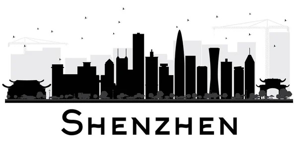 Shenzhen City skyline black and white silhouette. — Stock Vector