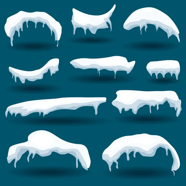 Snow Cap Set. Vector Illustration. — Stock Vector