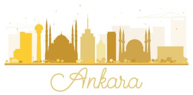 Ankara kent manzarası altın siluet.