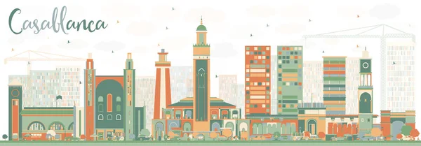 Casablanca Skyline abstracto con edificios de color . — Vector de stock