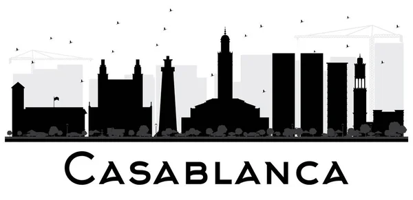 Casablanca şehir manzarası siyah beyaz siluet. — Stok Vektör