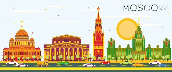 Moskevské panoráma s barvy budov a modrá obloha. — Stockový vektor