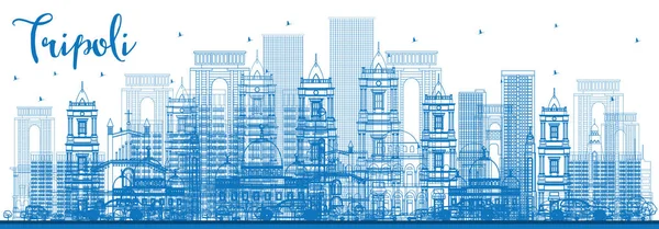 Zarys Trypolisu Skyline z niebieskie budynki. — Wektor stockowy