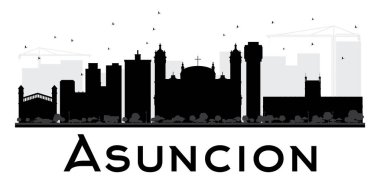 Asuncion City skyline siyah beyaz siluet.