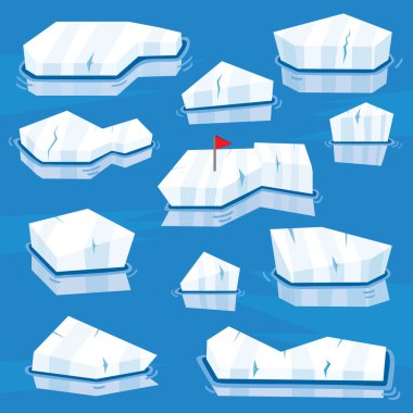 Cartoon Icebergs Set. Vector Illustration. clipart