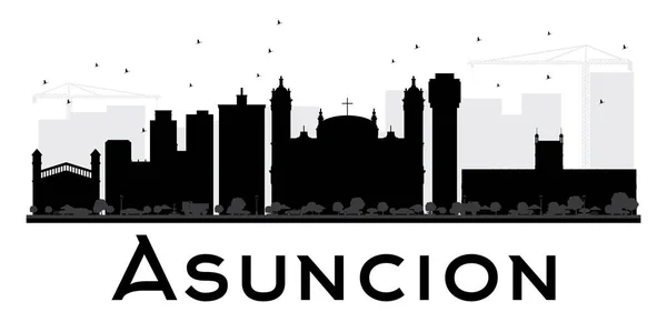 Asuncion City skyline svartvit siluett. — Stock vektor