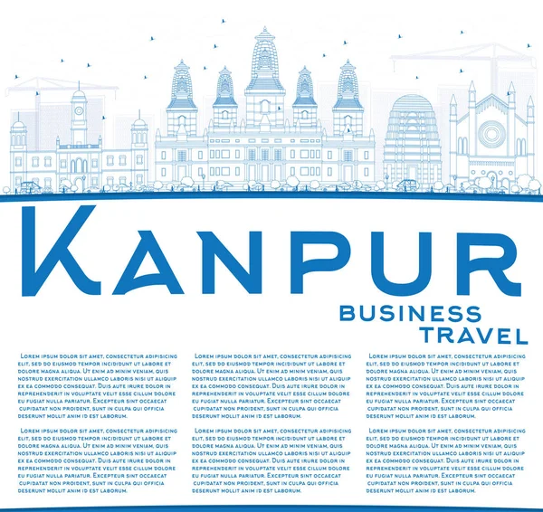 Anahat Kanpur manzarası ile mavi binalar ve kopya alanı.