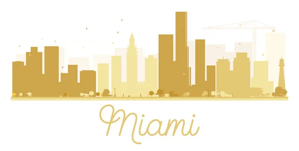 Miami City Panorama zlatá silueta. — Stockový vektor