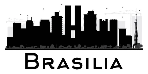 ブラジリア市黒と白のスカイライン シルエット. — ストックベクタ