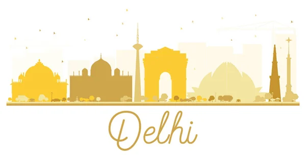 Delhi şehir manzarası altın siluet. — Stok Vektör