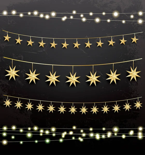 Guirnaldas con estrellas. Set de decoración . — Vector de stock