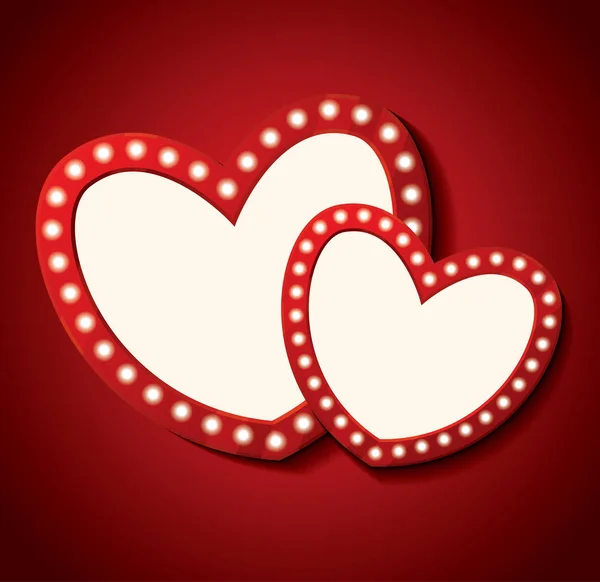해피 발렌타인의 날 인사말 카드입니다. 두 개의 빈 심장. — 스톡 벡터