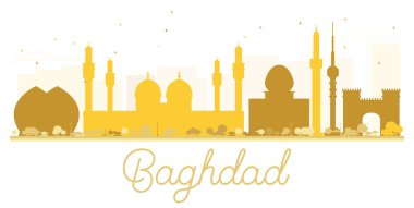 Bağdat şehir manzarası altın siluet.