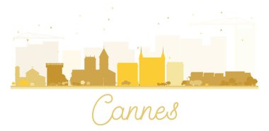Cannes şehir manzarası altın siluet.