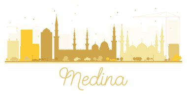 Medina şehir manzarası altın siluet.