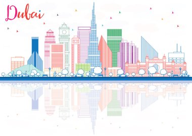 Anahat Dubai şehir silüetinin renk binalar ve yansımalar.