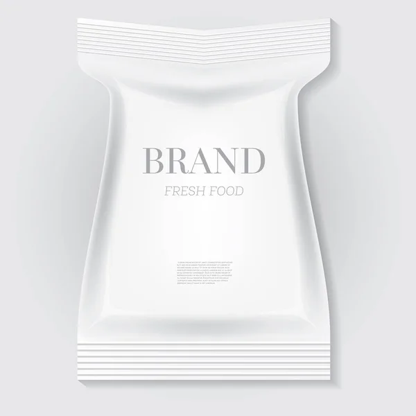 Bolso blanco de bocadillo de comida en blanco con espacio de copia . — Archivo Imágenes Vectoriales