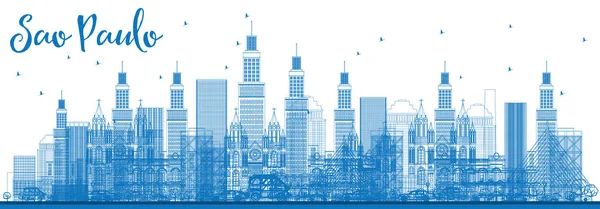 Kontur Sao Paulo Skyline med blå byggnader. — Stock vektor