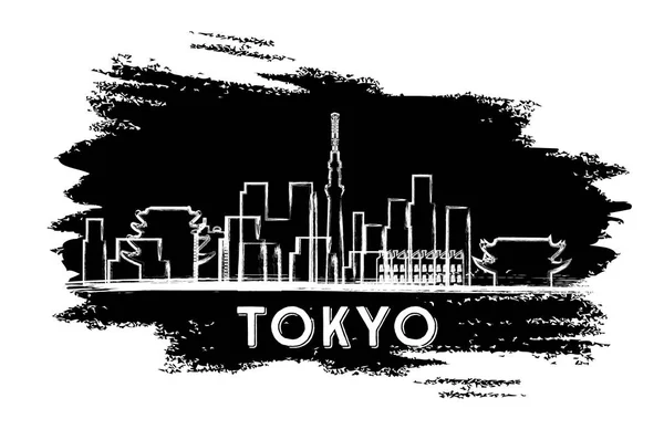 Tokijské mrakodrapy silueta. Ručně tažené skica. — Stockový vektor