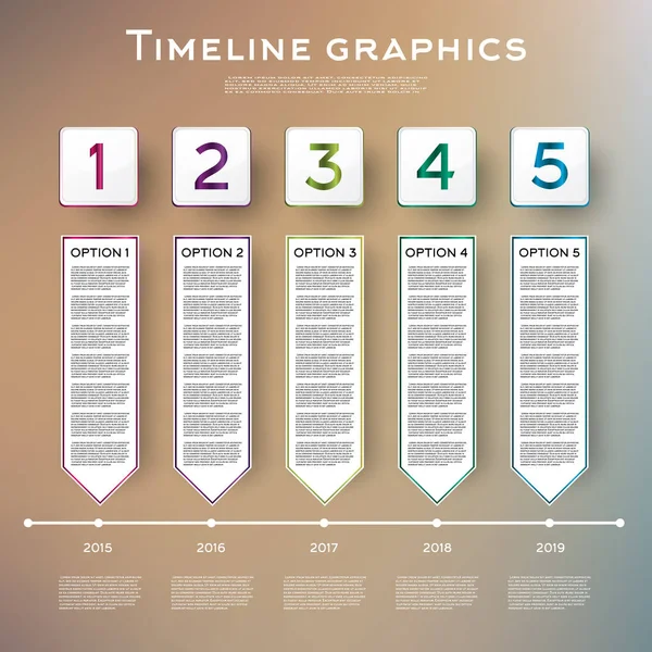 Beş seçenekleri ile Timeline Infographics tasarım.