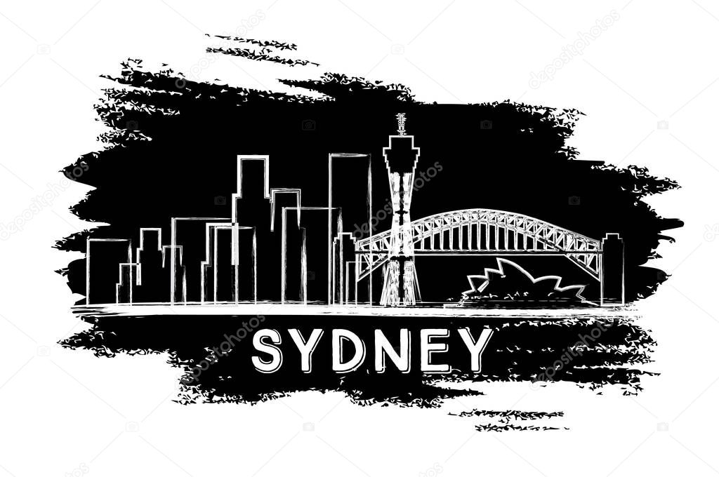 Sydney Skyline Silhouette. Hand Drawn Sketch.