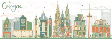 Soyut Köln manzarası renkli binalar.
