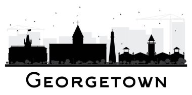 Georgetown şehir manzarası siyah beyaz siluet.