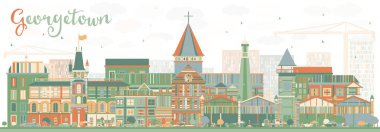Soyut Georgetown manzarası renkli binalar.