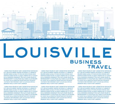 Anahat Louisville manzarası ile mavi binalar ve kopya alanı.