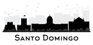 Santo Domingo şehir manzarası siyah beyaz siluet.