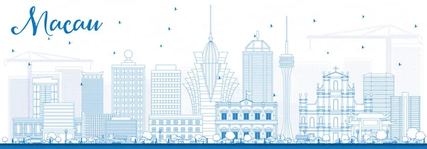 Outline Macau Skyline with Blue Buildings. — Stock Vector