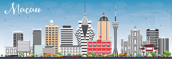 Макао Skyline с серыми зданиями и голубым небом
.