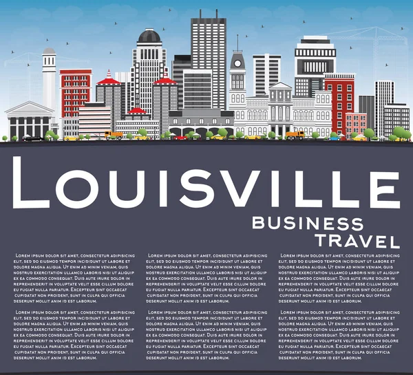 Louisville Skyline with Gray Buildings, Blue Sky and Copy Space. — Stock Vector