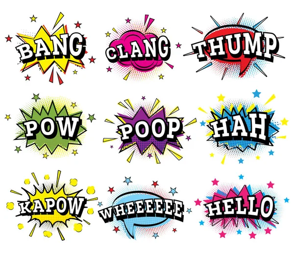 Set of Comic Text in Pop Art Style. — Stock Vector