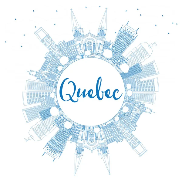 Outline Quebec Skyline with Blue Buildings and Copy Space. — Stock Vector