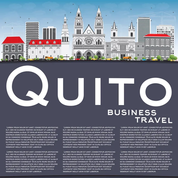 Quito Skyline szürke épületek, a kék ég és a másol hely. — Stock Vector