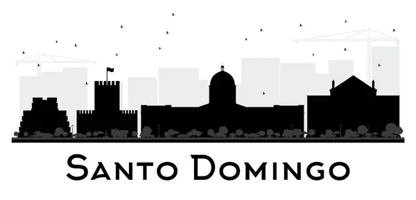 Santo Domingo City skyline silueta en blanco y negro . — Archivo Imágenes Vectoriales