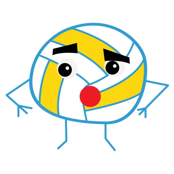 Mignon personnage de dessin animé balle de volley-ball . — Image vectorielle