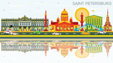 Saint Petersburg manzarası renkli binalar, mavi gökyüzü ile tașõma
