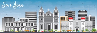 San Jose Skyline gri binalar ve mavi gökyüzü ile.