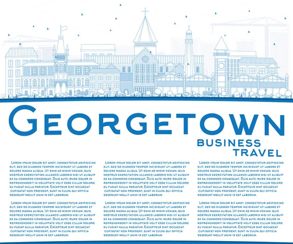 Outline Georgetown Skyline con edifici blu e spazio copia . — Vettoriale Stock