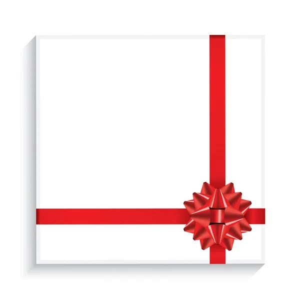 Coffret cadeau avec arc rouge, ruban et espace de copie . — Image vectorielle