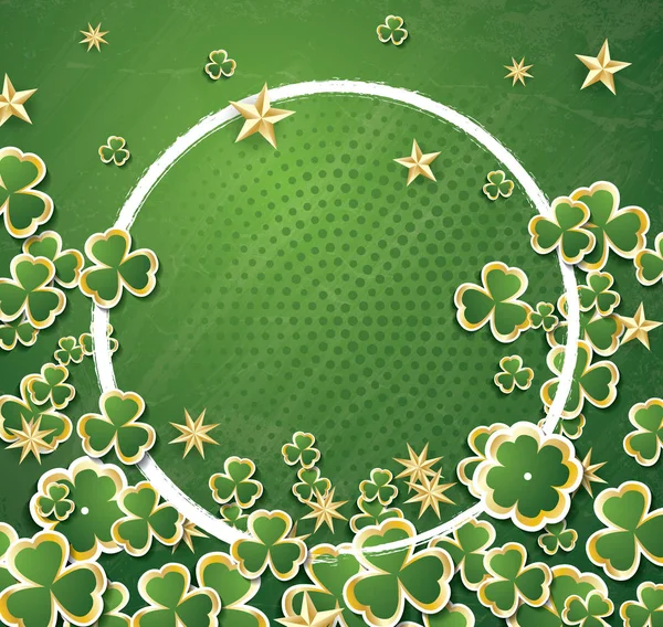 White Circle Frame with Clovers for St. Patrick's Day. — Stock Vector